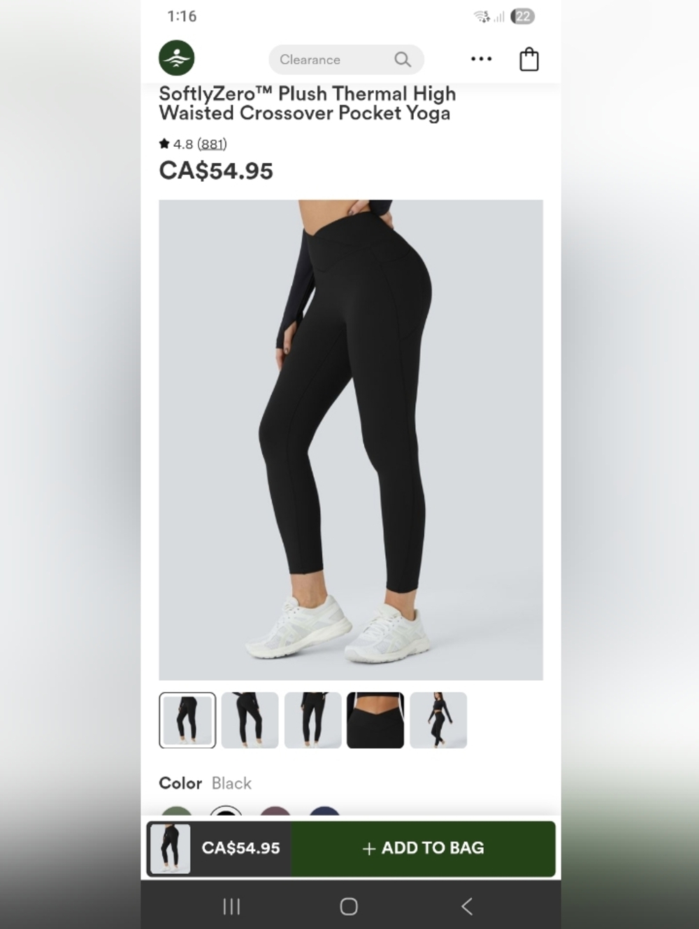 Harlara SoftlyZero™ Plush Thermal High Waisted Crossover Pocket Yoga Leggings